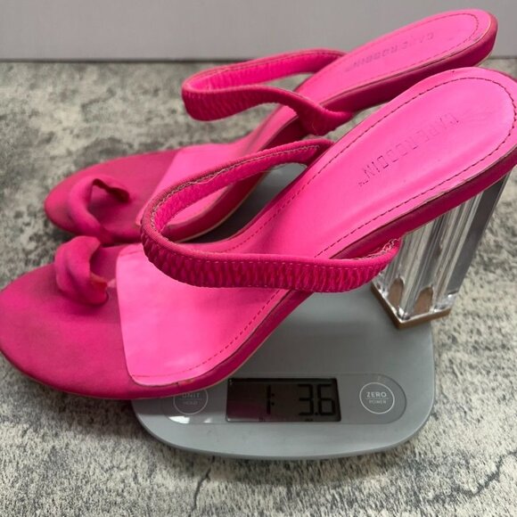 Cape Ribbon Hot Pink Sandal Transparent Heels Womens Size 10M - Picture 12 of 12
